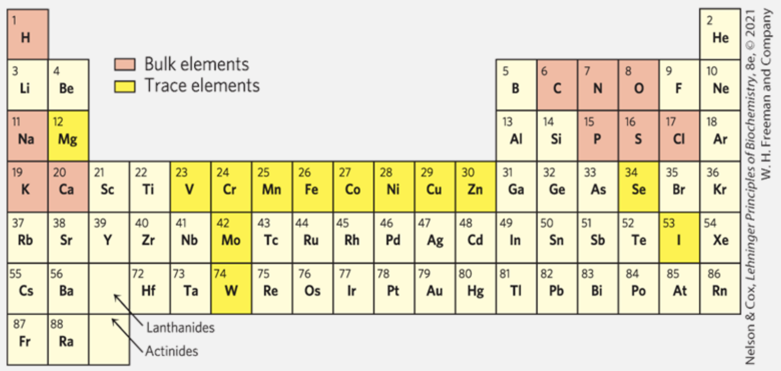 Periodic table - tendency in living stuff